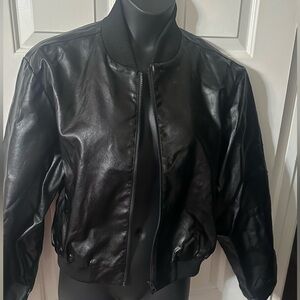 Faux Leather Bomber Jacket